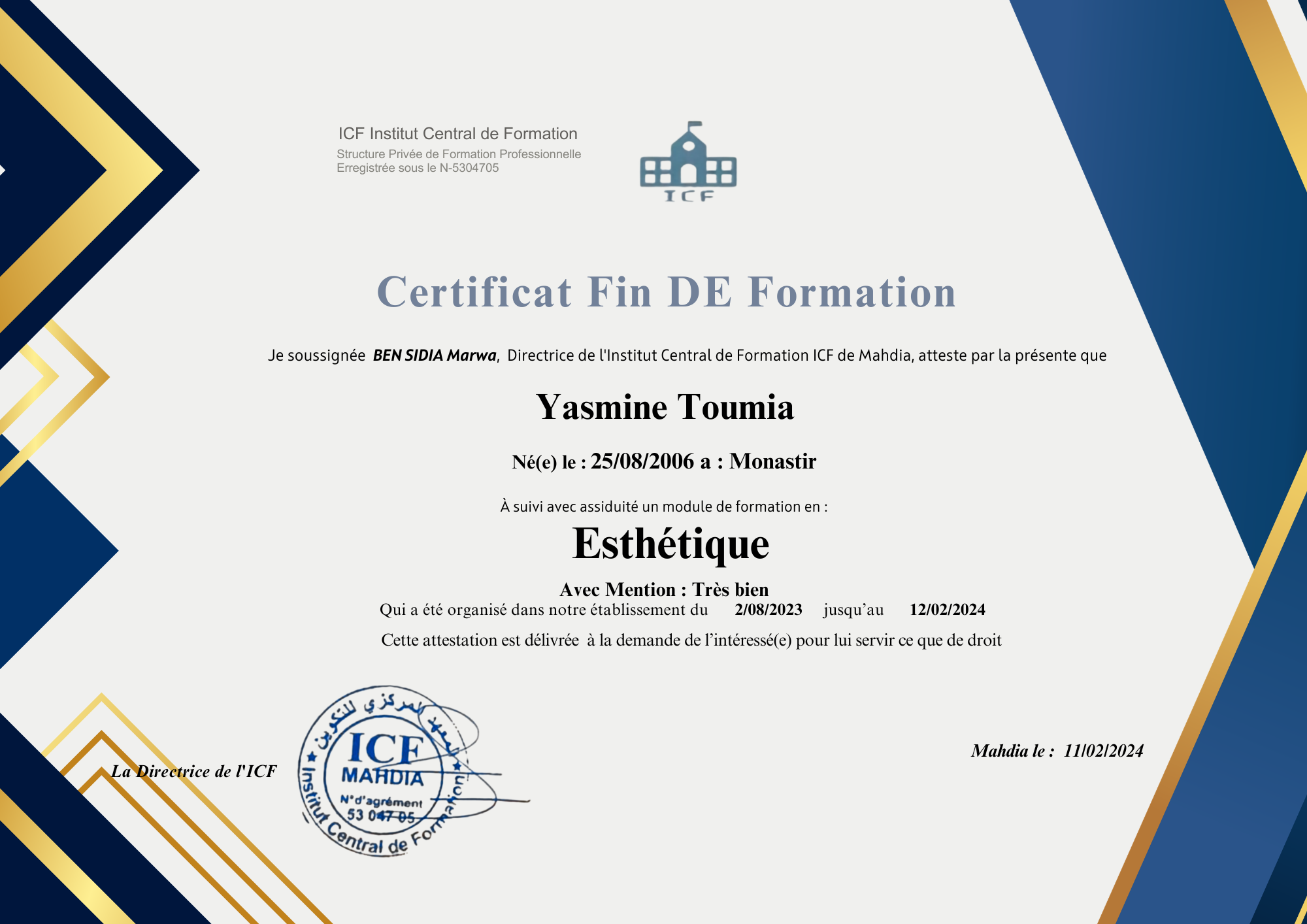 Diplôme Esthétique